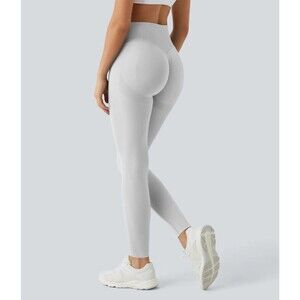 HALARA Seamless Flow Tummy Control Butt Lifting Leggings S 7/8 Lt Gray NEW B79